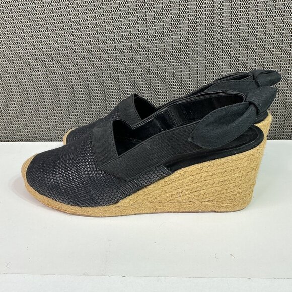 Lauren Ralph Lauren Black Woven Helma Espadrille Wedge Heels Women's Size 8 - Picture 1 of 9